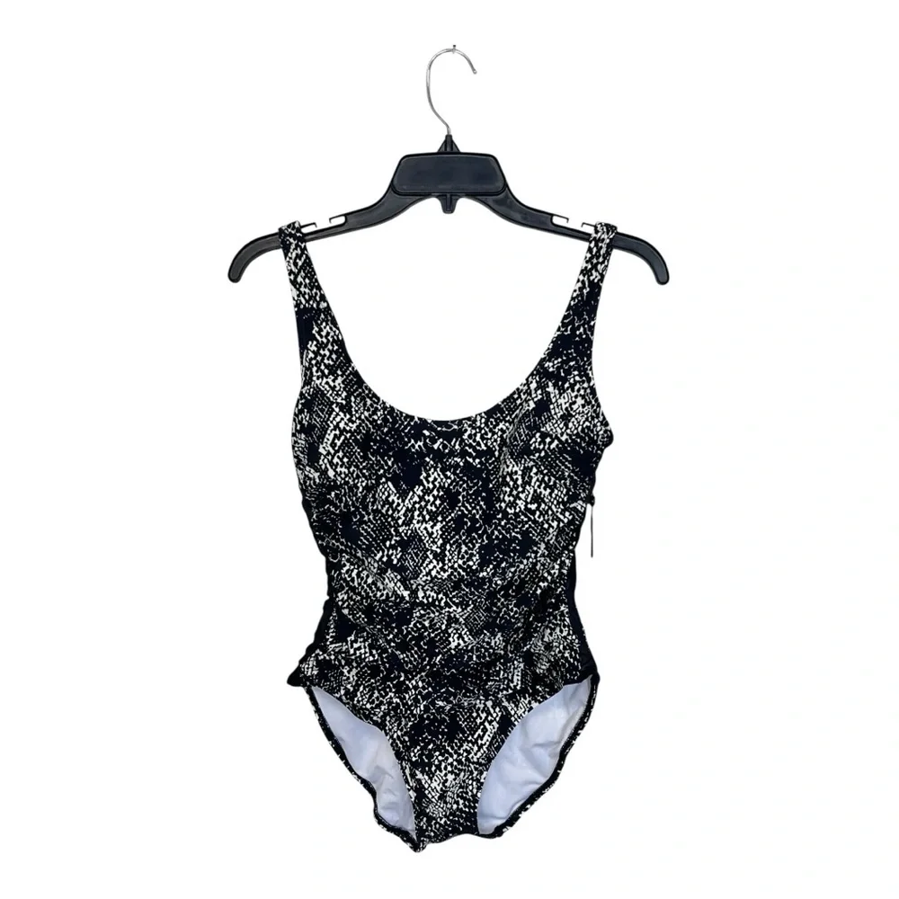 NWT DKNY | Mesh Side Inserts Ruched Waist One Piece
Swimsuit Size 8 - Picture 4 of 11